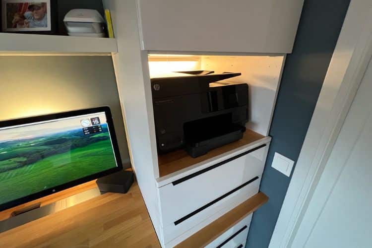 printer cabinet in IKEA kitchen high cabinet for oven